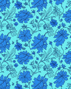 Blue Floral Vine Intricate Design Rug