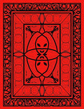 Red Black Abstract Floral Intertwined Design Rug