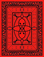 Red Black Abstract Floral Intertwined Design Rug