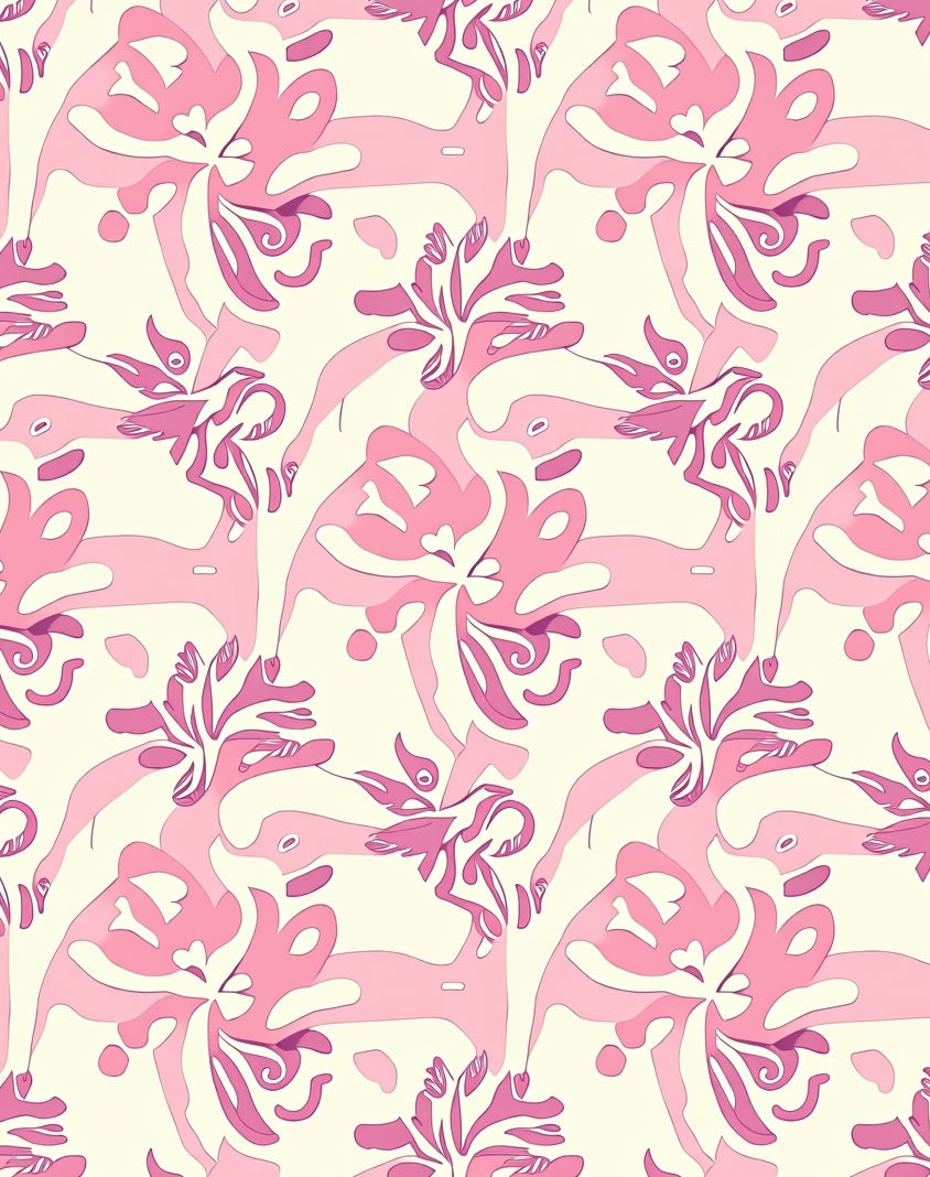 Whimsical Pink Floral Abstract Design Rug