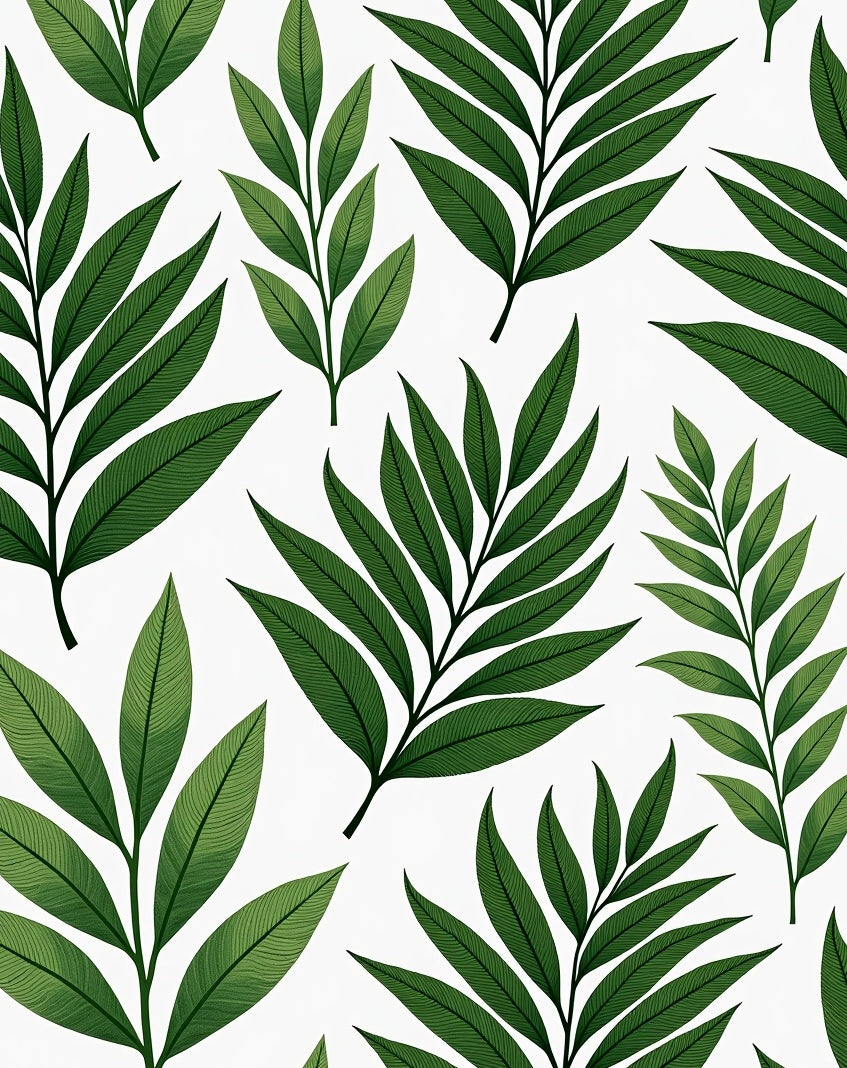 Leafy Branch Pattern Nature Print Rug