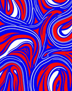 Abstract Red Blue Swirl Pattern Rug