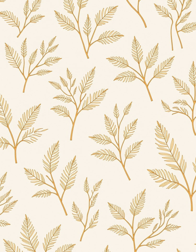Golden Leaf Branch Pattern Design Rug