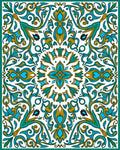 Emerald And Gold Flourish Design Rug