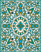 Emerald And Gold Flourish Design Rug