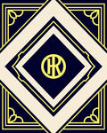 Art Deco Style Navy Cream Geometric Rug