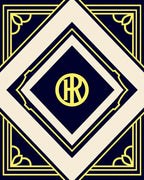 Art Deco Style Navy Cream Geometric Rug