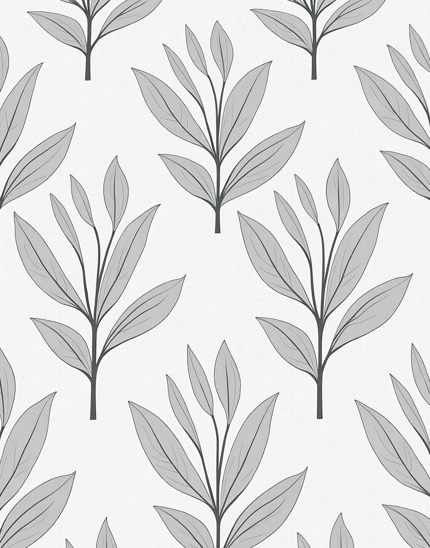 Botanical Stem Pattern In Grey Rug