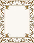 Elegant Gold Swirl Flourish Border Rug