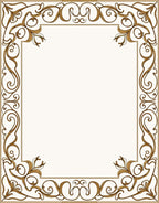Elegant Gold Swirl Flourish Border Rug