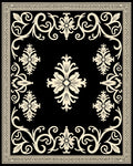 Elegant Black Floral Scrollwork Rug