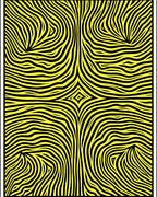 Abstract Yellow Black Wavy Lines Rug