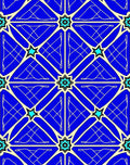 Bold Blue Starburst Geometric Tile Rug