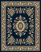 Ornate Floral Bordered Decorative Rug