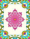 Ornate Floral Frame With Pink Centerpiece Rug