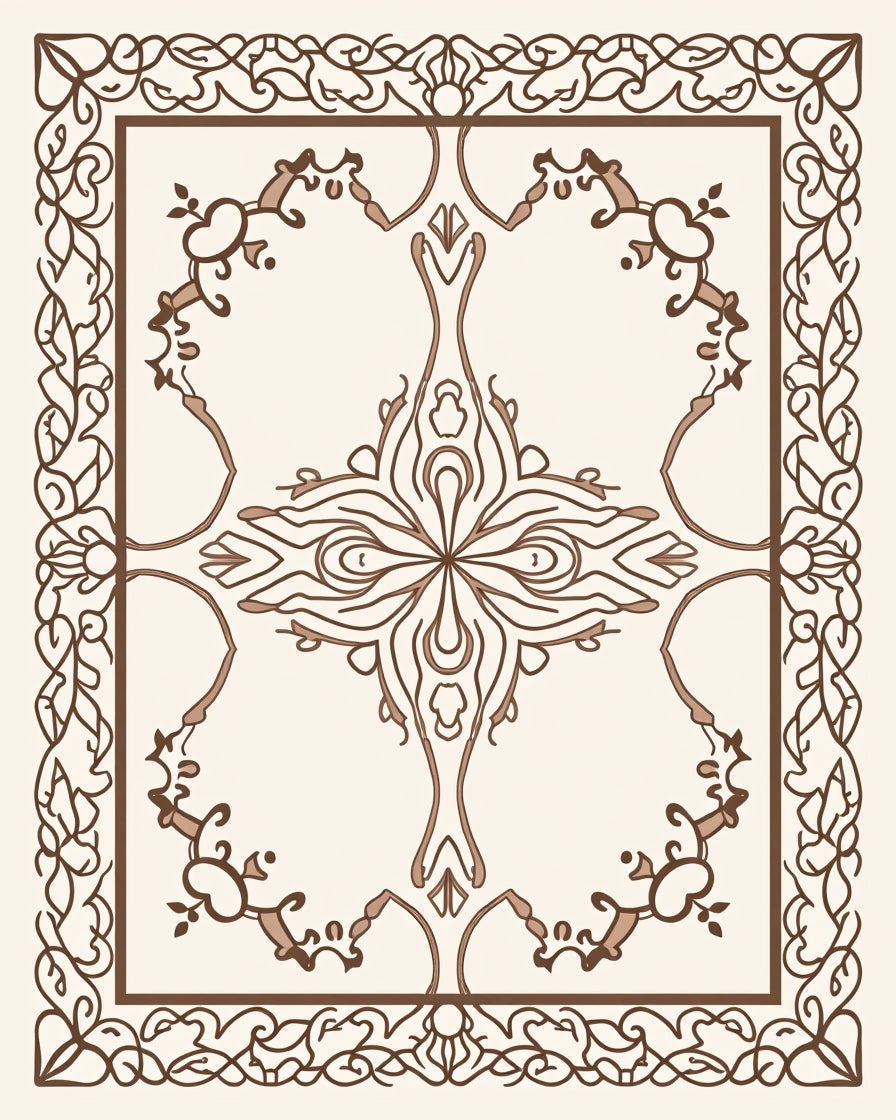 Ornate Floral Scrollwork Motif Rug