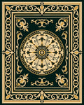 Ornate Black Gold Floral Rug