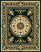 Ornate Black Gold Floral Rug
