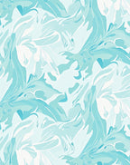 Cool Toned Abstract Floral Pattern Rug