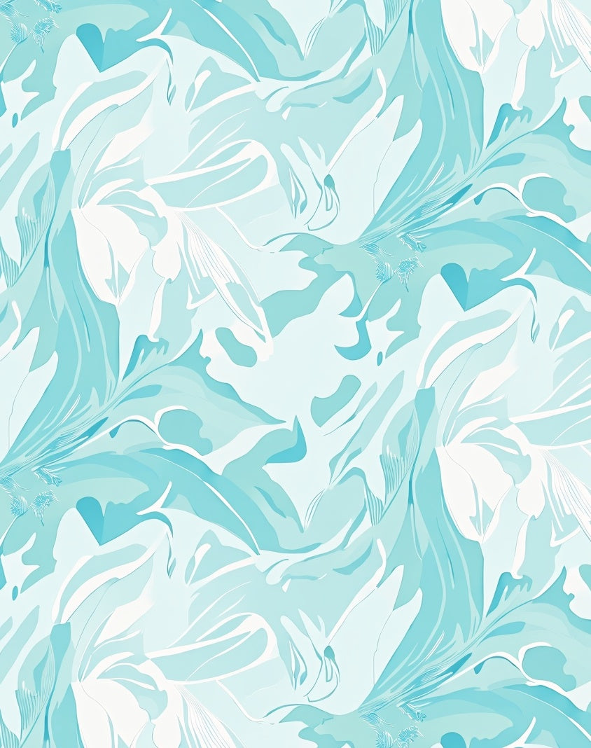 Cool Toned Abstract Floral Pattern Rug