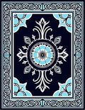 Ornate Teal Floral Central Medallion Rug