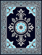 Ornate Teal Floral Central Medallion Rug