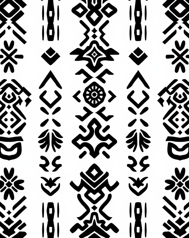 Black Geometric Tribal Pattern Rug