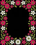 Framed Pink White Floral Garden Rug