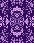 Ornate Violet Floral Damask Design Rug