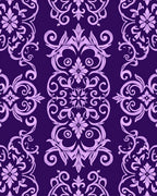 Ornate Violet Floral Damask Design Rug