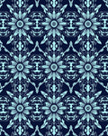Symmetrical Floral Pattern with Blue Tones Rug