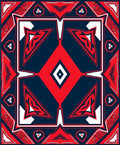 Abstract Red Blue Geometric Pattern Rug