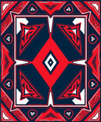 Abstract Red Blue Geometric Pattern Rug
