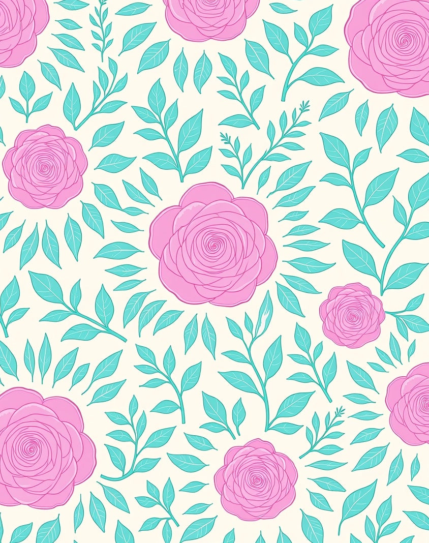 Sweet Pink Rose Floral Pattern Rug