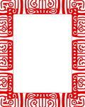 Bold Red Tribal Geometric Border Rug