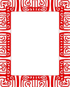 Bold Red Tribal Geometric Border Rug