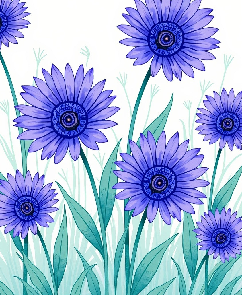 Purple Floral Botanical Garden Design Rug