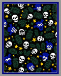 Black Blue White Skull Tropical Stars Rug