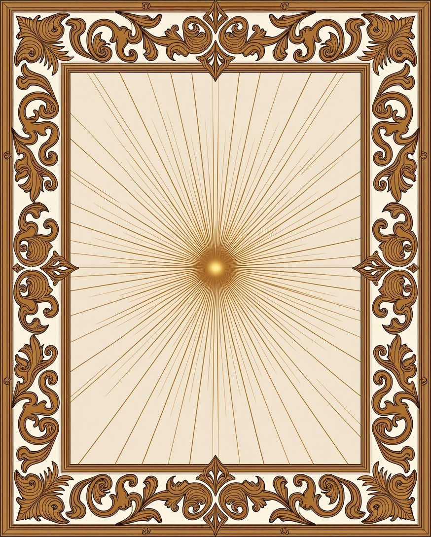 Ornate Sunburst Floral Frame Rug