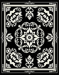 Ornate Black Cream Floral Medallion Rug