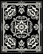 Ornate Black Cream Floral Medallion Rug