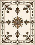 Elegant Floral Bordered Design Rug