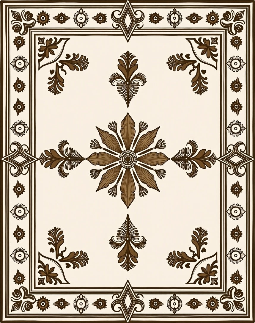 Elegant Floral Bordered Design Rug