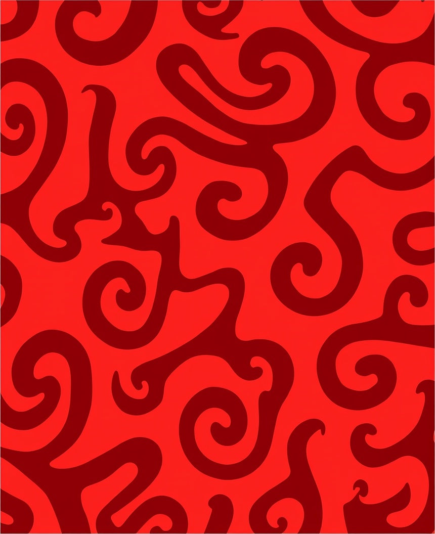 Red Swirls Abstract Pattern Rug