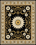 Ornate Floral Black Gold Rug