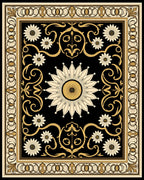 Ornate Floral Black Gold Rug