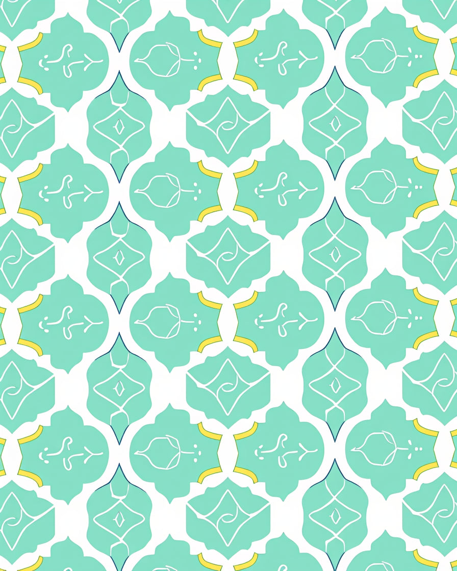 Aqua Quatrefoil Pattern Rug