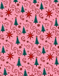 Pink Christmas Eve Trees Stars Rug