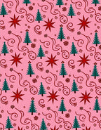 Pink Christmas Eve Trees Stars Rug