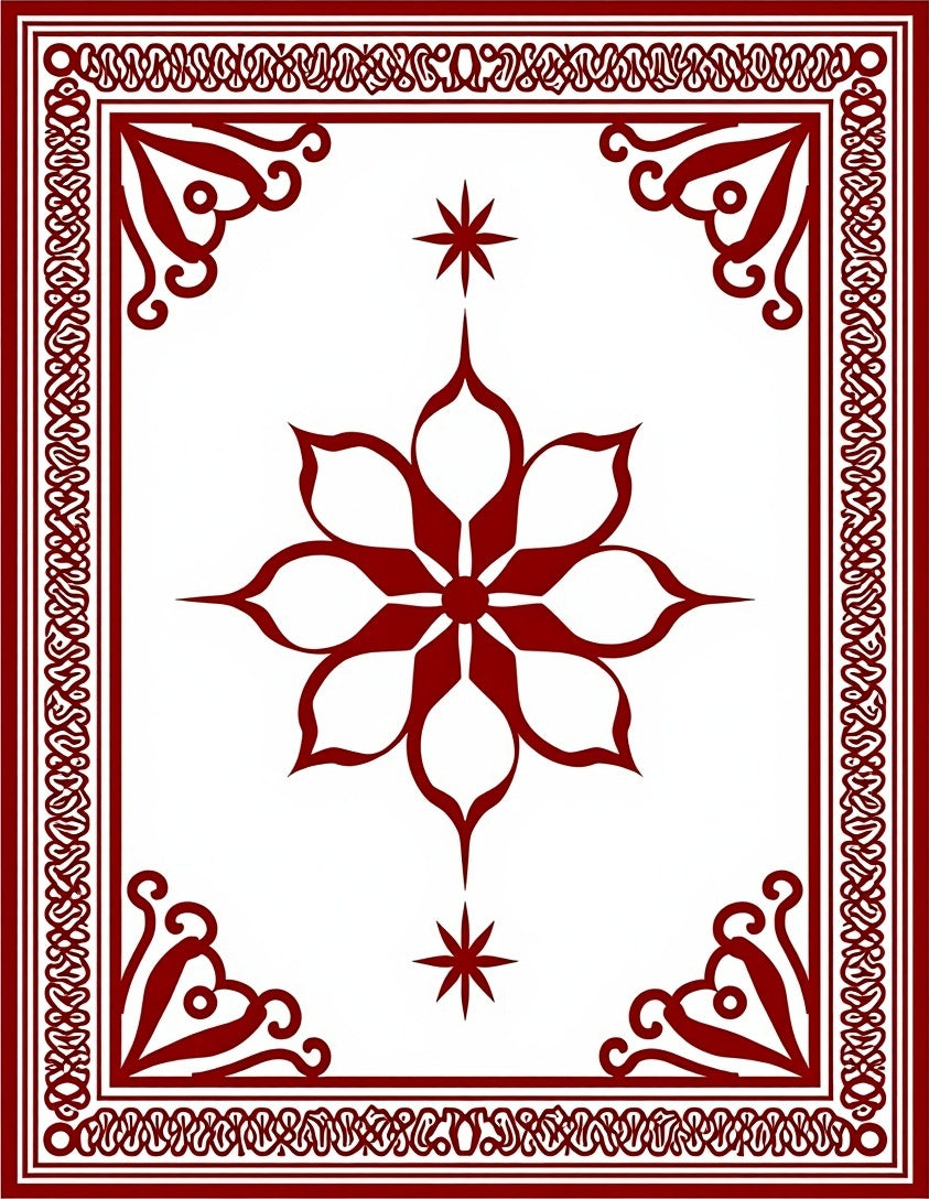 Crimson Floral Mandala Pattern Rug